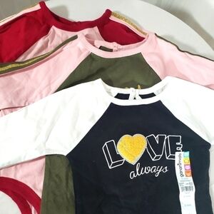NWT Lot of 3 Garanimal Girl's Long Sleeve Bodyshirt Sz 3-6M and 6-9M